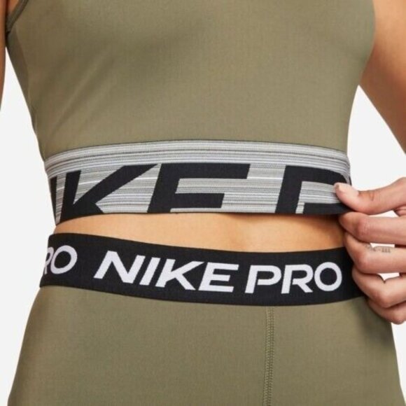 Nike Women Pro Dri-FIT Graphic Crop Training Top DM7689-222 Green Size XS Ex-Sm - Picture 4 of 5